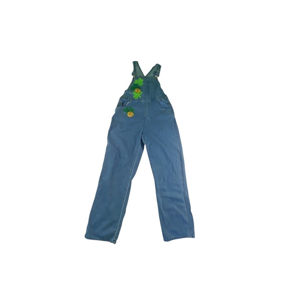 Shane Lee Inc Vintage St‎ Patricks Day Shamrock Denim Overalls USA Made Large